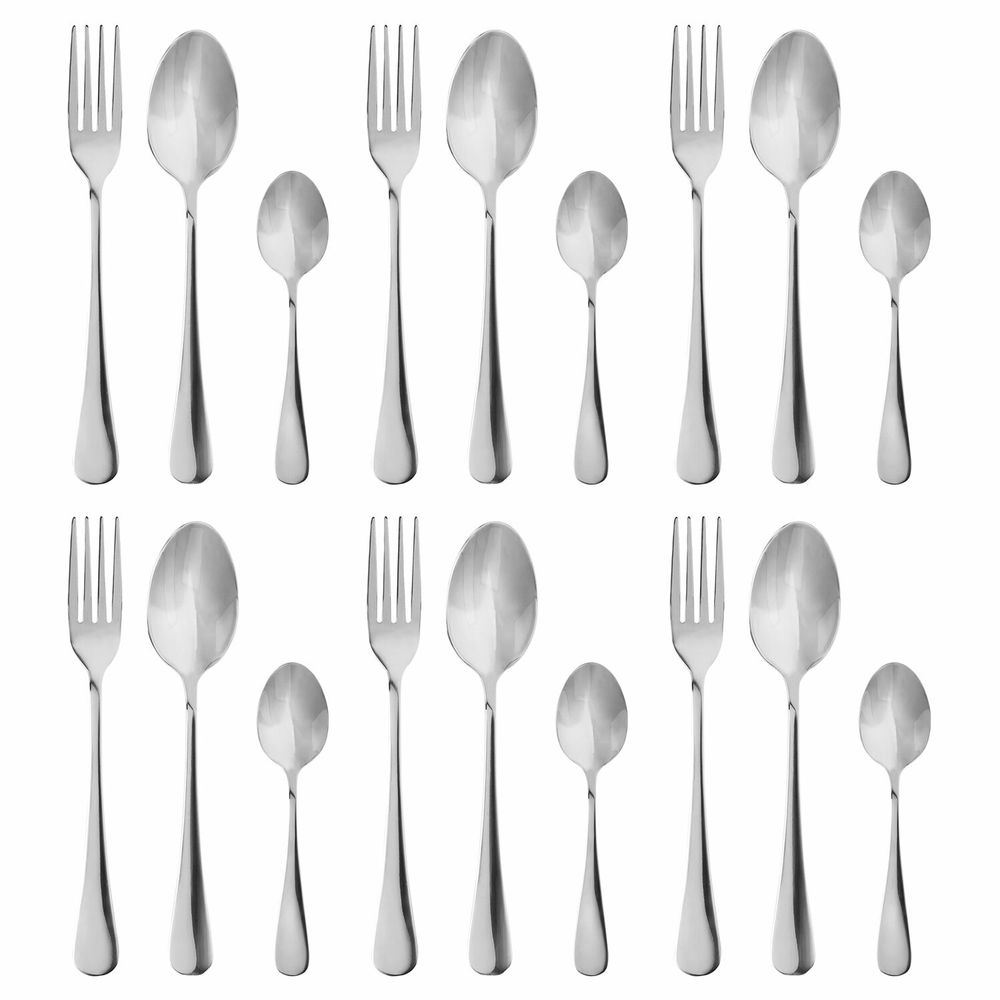 Набор столовых приборов STANDARD 18 шт., 6 персон, серебристый, нержавеющая сталь, DASWERK