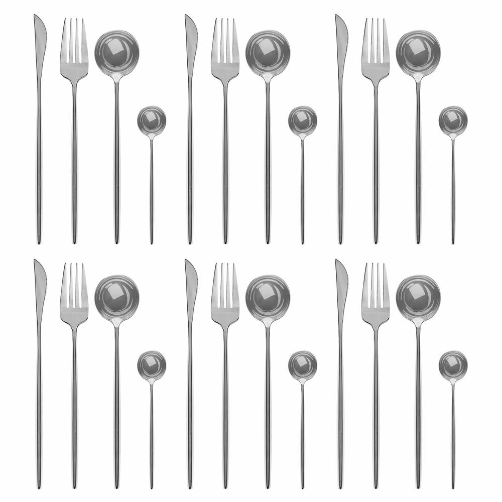 Набор столовых приборов UNIQUE 24 шт., 6 персон, серебристый, нержавеющая сталь, DASWERK