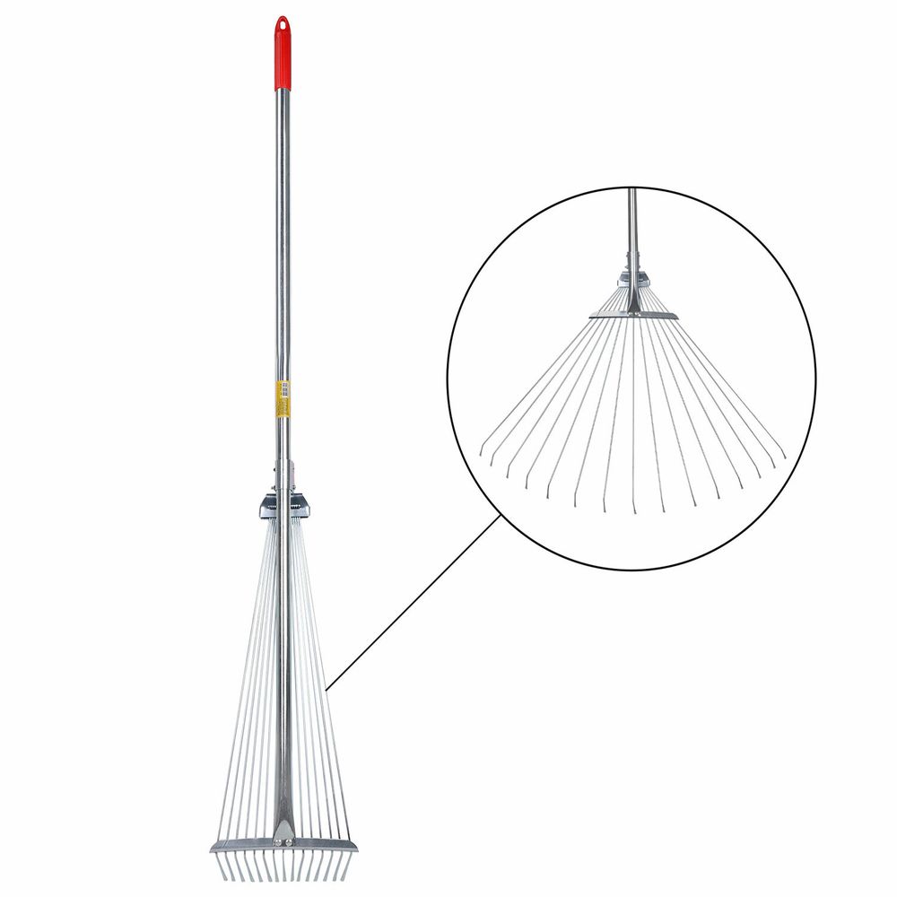 Грабли веерные проволочные раздвижные, 15 зубьев, ширина 15-58 см, черенок 115 см, ГРАНДМАСТЕР