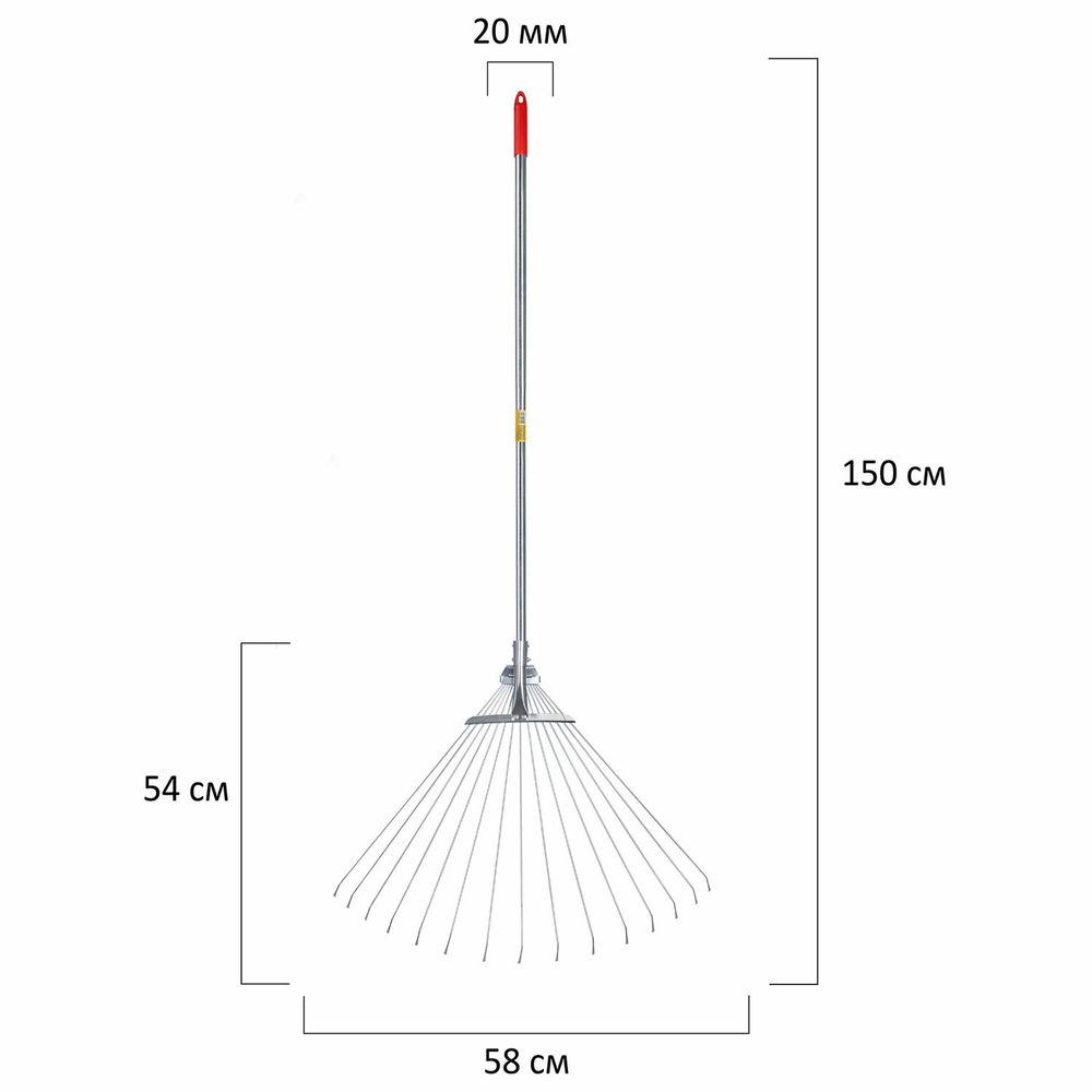 Грабли веерные проволочные раздвижные, 15 зубьев, ширина 15-58 см, черенок 115 см, ГРАНДМАСТЕР
