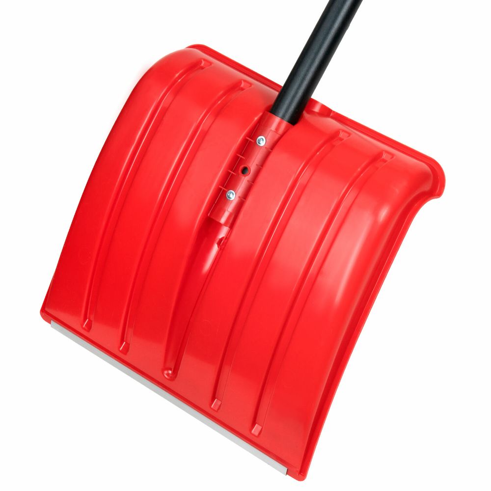 Лопата снеговая 38х36см "СНЕЖОК" алюминиевая планка СУПЕРПРОЧНАЯ, первичное сырье, черенок с V-образной ручкой, КРАСНАЯ, ГРАНДМАСТЕР