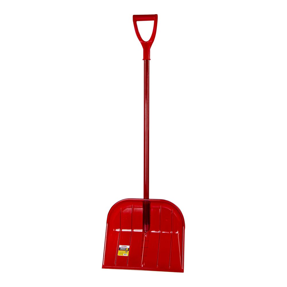 Лопата снеговая 44х38 см "ПОЛИКАРБОНАТ" ГРАНДМАСТЕР, ПРОЧНАЯ, алюминиевый черенок с V-ручкой 130 см, цвет красный