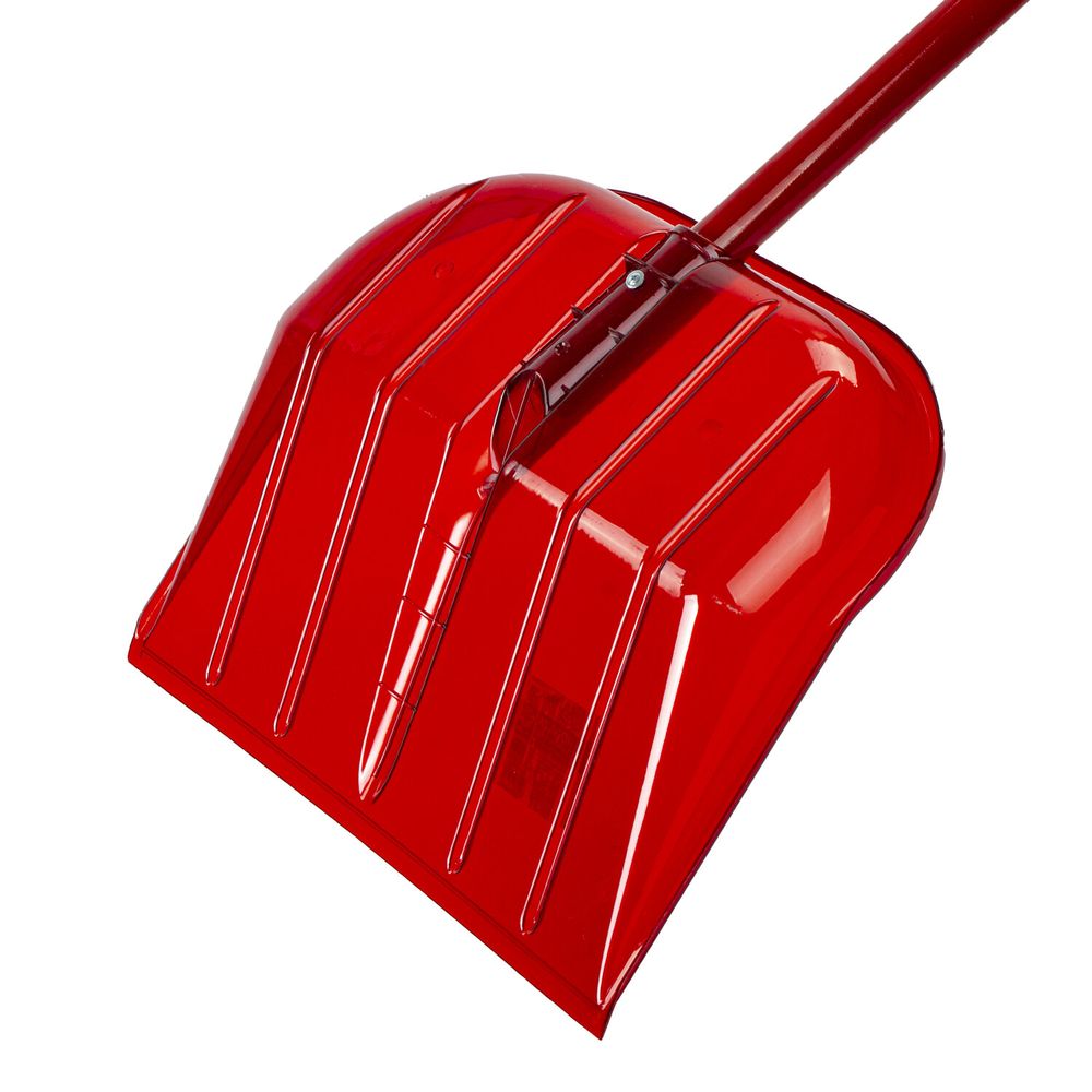 Лопата снеговая 44х38 см "ПОЛИКАРБОНАТ" ГРАНДМАСТЕР, ПРОЧНАЯ, алюминиевый черенок с V-ручкой 130 см, цвет красный
