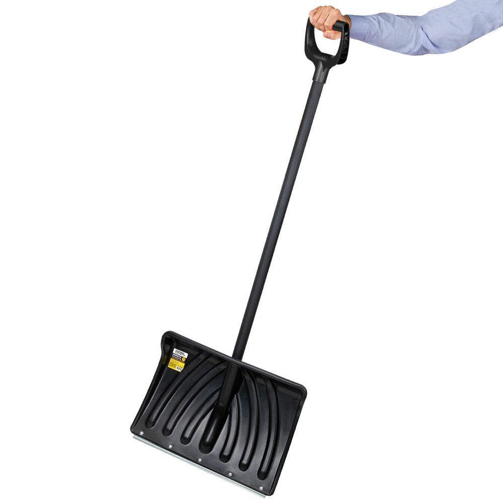 Лопата снеговая 46х33см "КРЕПЫШ" ребра жесткости, планка на клепках СУПЕРПРОЧНАЯ алюминиевый черенок с V-ручкой, ЧЕРНАЯ, ГРАНДМАСТЕР