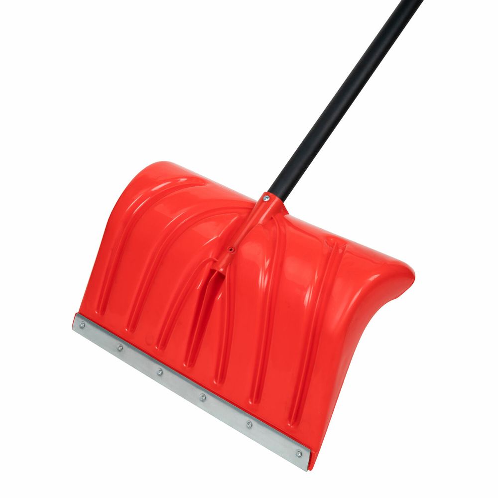 Лопата снеговая 50х34см "ПРОРАБ" ребра жесткости, планка на клепках СУПЕРПРОЧНАЯ, первичное сырье, черенок с V-ручкой, КРАСНАЯ, ГРАНДМАСТЕР