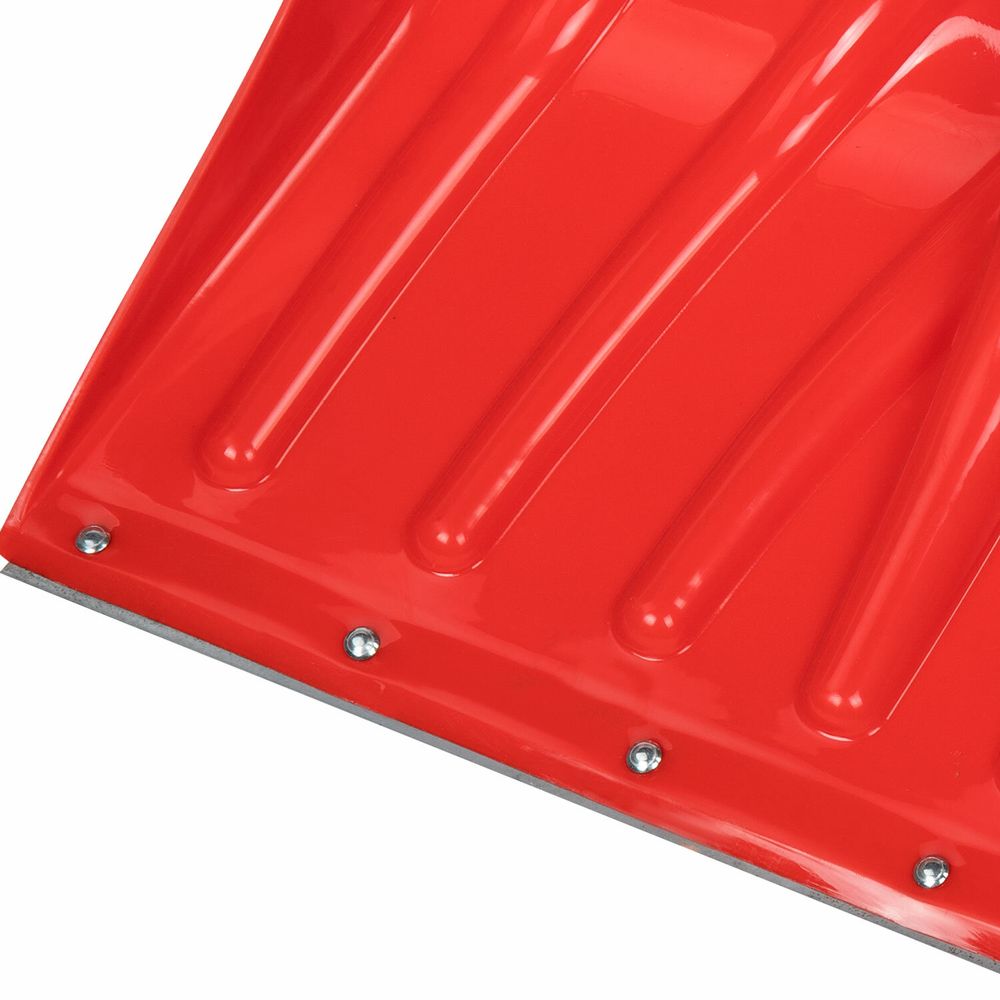 Лопата снеговая 50х34см "ПРОРАБ" ребра жесткости, планка на клепках СУПЕРПРОЧНАЯ, первичное сырье, черенок с V-ручкой, КРАСНАЯ, ГРАНДМАСТЕР