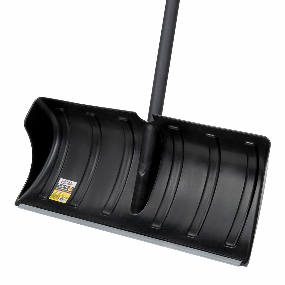 Лопата снеговая 60х30 см "СКРЕПЕРОК" ребра жесткости, алюминиевая планка, черенок с V-образной ручкой, ГРАНДМАСТЕР