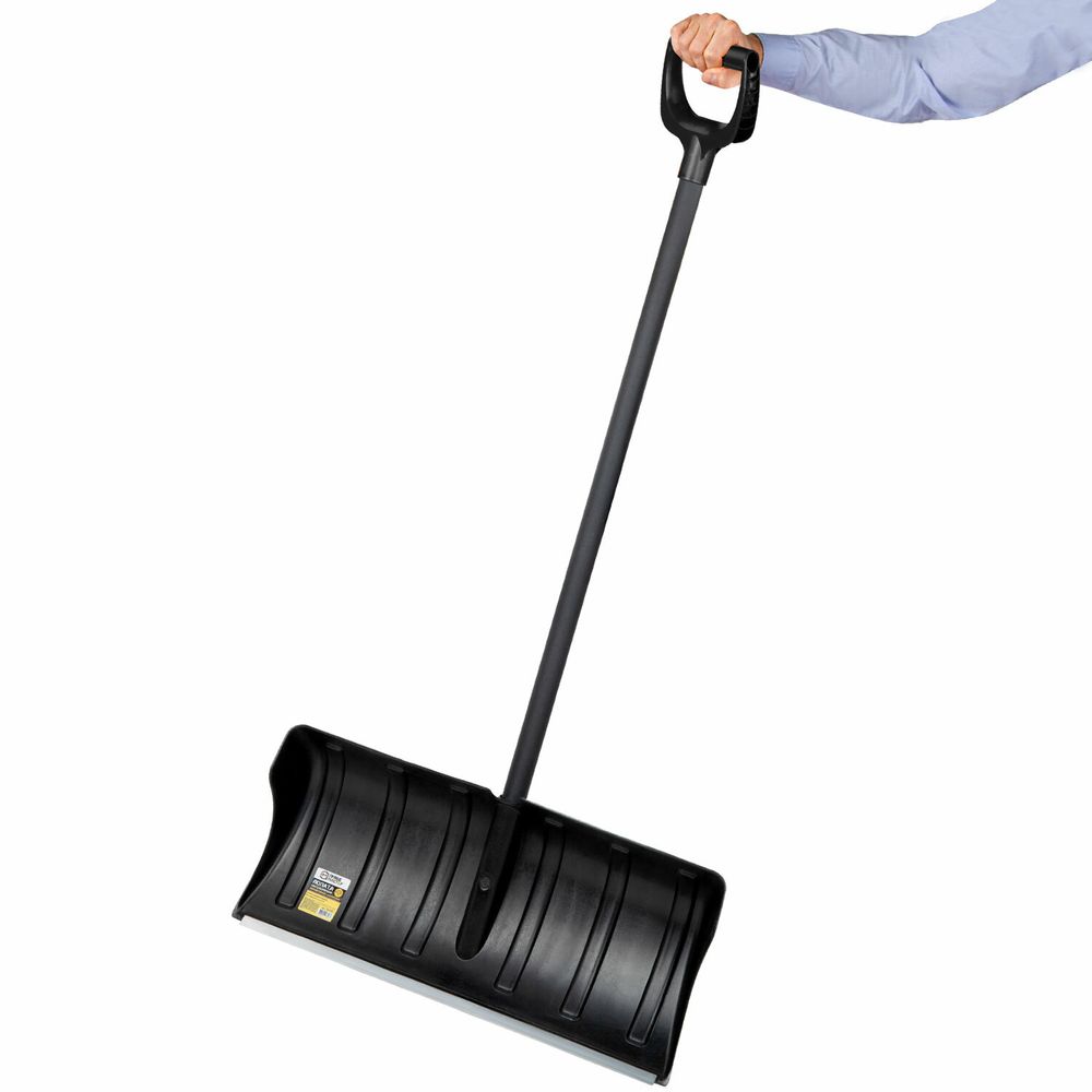 Лопата снеговая 60х30 см "СКРЕПЕРОК" ребра жесткости, алюминиевая планка, черенок с V-образной ручкой, ГРАНДМАСТЕР