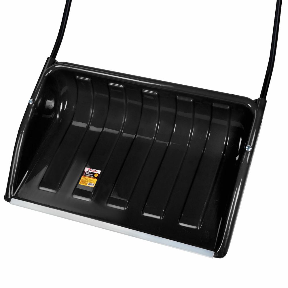 Лопата снеговая СКРЕПЕР 70х47 см пластиковый ЧЕРНЫЙ, алюминиевая планка, рукоятка 110 см, СУПЕРПРОЧНЫЙ, ГРАНДМАСТЕР