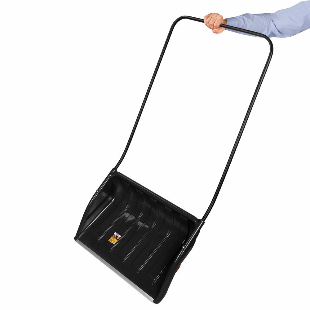 Лопата снеговая СКРЕПЕР 70х47 см пластиковый ЧЕРНЫЙ, алюминиевая планка, рукоятка 110 см, СУПЕРПРОЧНЫЙ, ГРАНДМАСТЕР