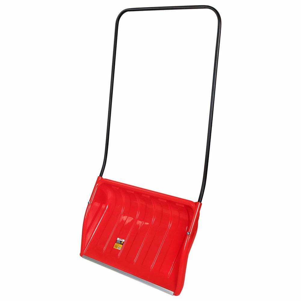 Лопата снеговая СКРЕПЕР 70х47см пластиковый КРАСНЫЙ, алюминиевая планка, рукоятка 110см, СУПЕРПРОЧНЫЙ, первичное сырье, ГРАНДМАСТЕР