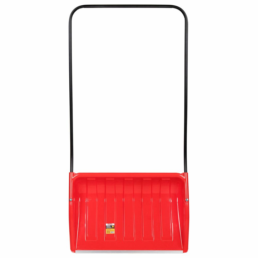 Лопата снеговая СКРЕПЕР 70х47см пластиковый КРАСНЫЙ, алюминиевая планка, рукоятка 110см, СУПЕРПРОЧНЫЙ, первичное сырье, ГРАНДМАСТЕР