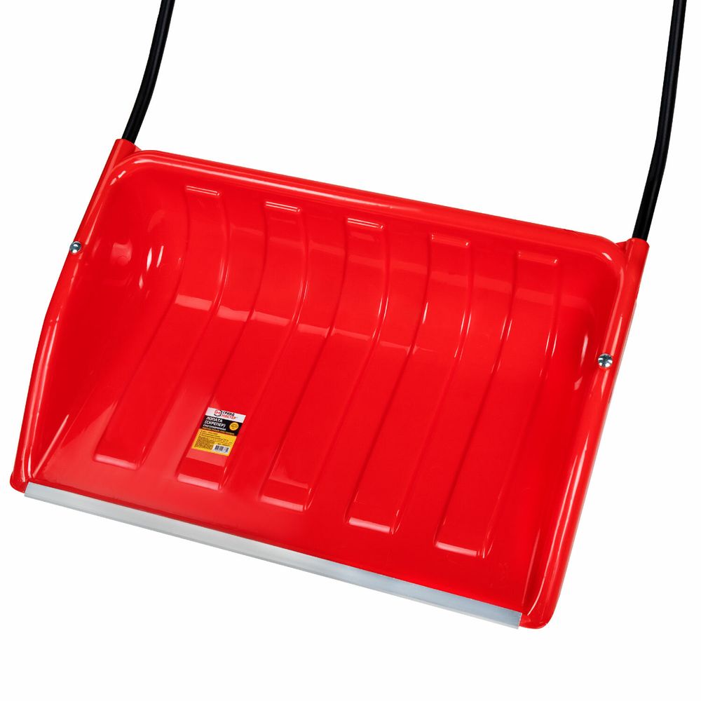 Лопата снеговая СКРЕПЕР 70х47см пластиковый КРАСНЫЙ, алюминиевая планка, рукоятка 110см, СУПЕРПРОЧНЫЙ, первичное сырье, ГРАНДМАСТЕР