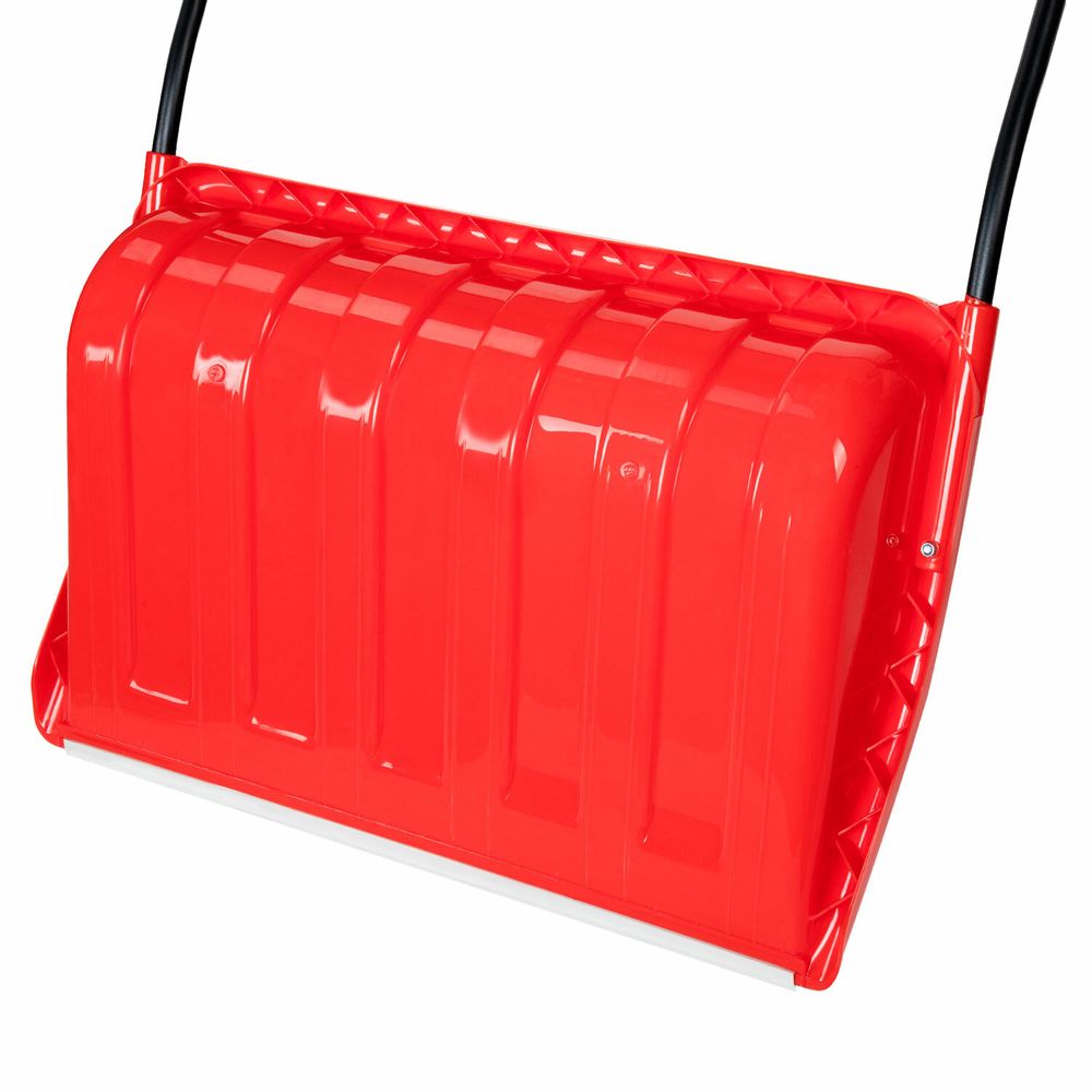 Лопата снеговая СКРЕПЕР 70х47см пластиковый КРАСНЫЙ, алюминиевая планка, рукоятка 110см, СУПЕРПРОЧНЫЙ, первичное сырье, ГРАНДМАСТЕР