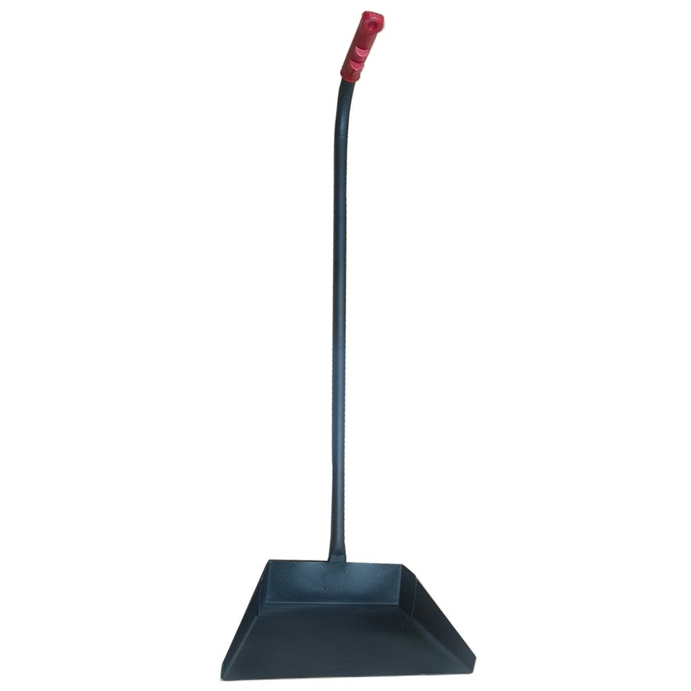 Совок для мусора 28х19см металл, ПРОЧНЫЙ высокая Г-образная ручка 75см, порошковый окрас, темно-серый, дом, офис, улица, ГРАНДМАСТЕР