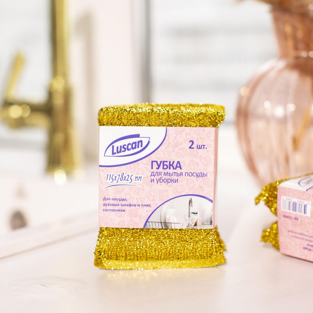 Губки Luscan для посуды в оплетке 2 штуки/упаковка (Гектор 2)