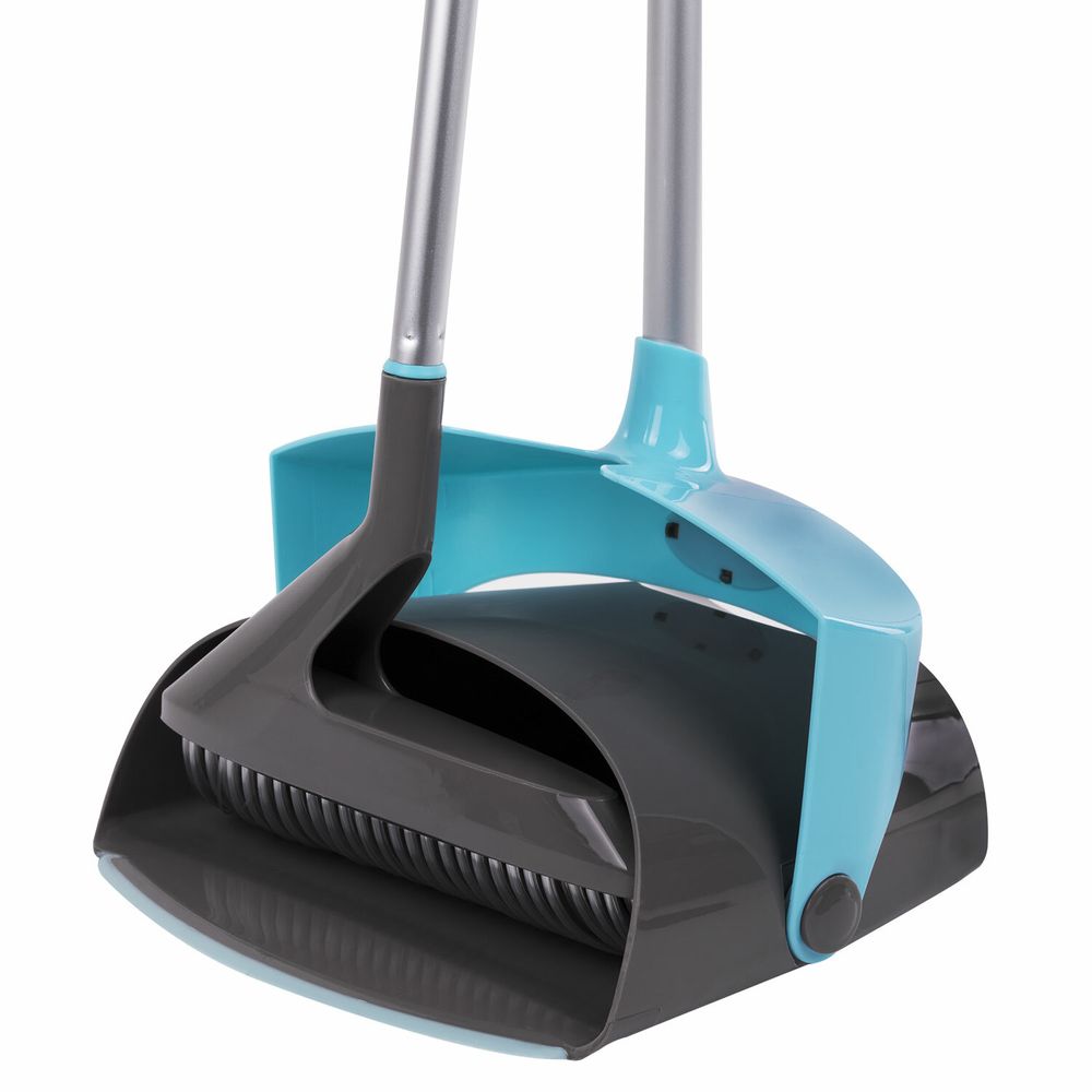 Совок для мусора + щетка, закрывающаяся крышка, алюминиевая рукоятка, высота изделия 93 см, рукоятка 74 см, "ЛОВУШКА", LAIMA HOME