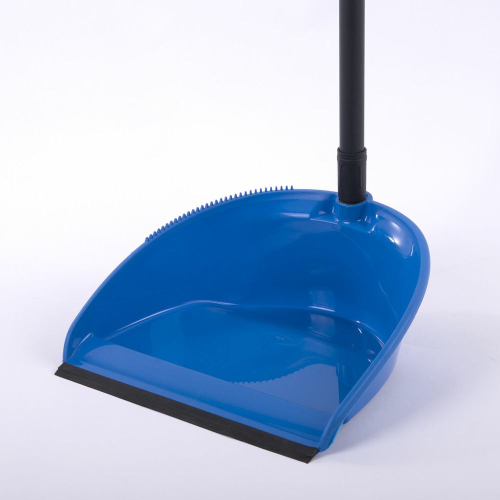 Совок для мусора + щетка, рукоятки 80 см пластик, синий, 