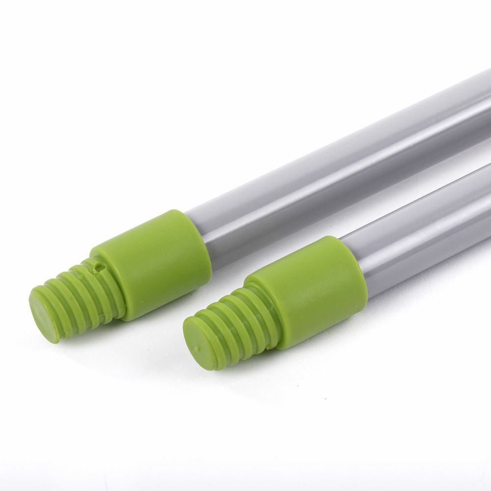 Совок для мусора + щетка, рукоятки 80 см с резьбой, пластик, зелено-белый, "ЛЕНИВКА", ЛЮБАША