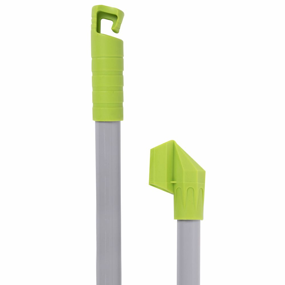 Совок для мусора + щетка, рукоятки 80 см с резьбой, пластик, зелено-белый, "ЛЕНИВКА", ЛЮБАША