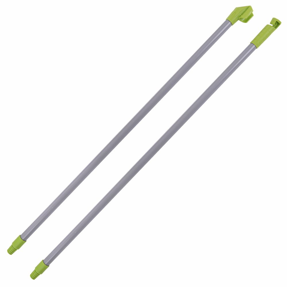 Совок для мусора + щетка, рукоятки 80 см с резьбой, пластик, зелено-белый, "ЛЕНИВКА", ЛЮБАША