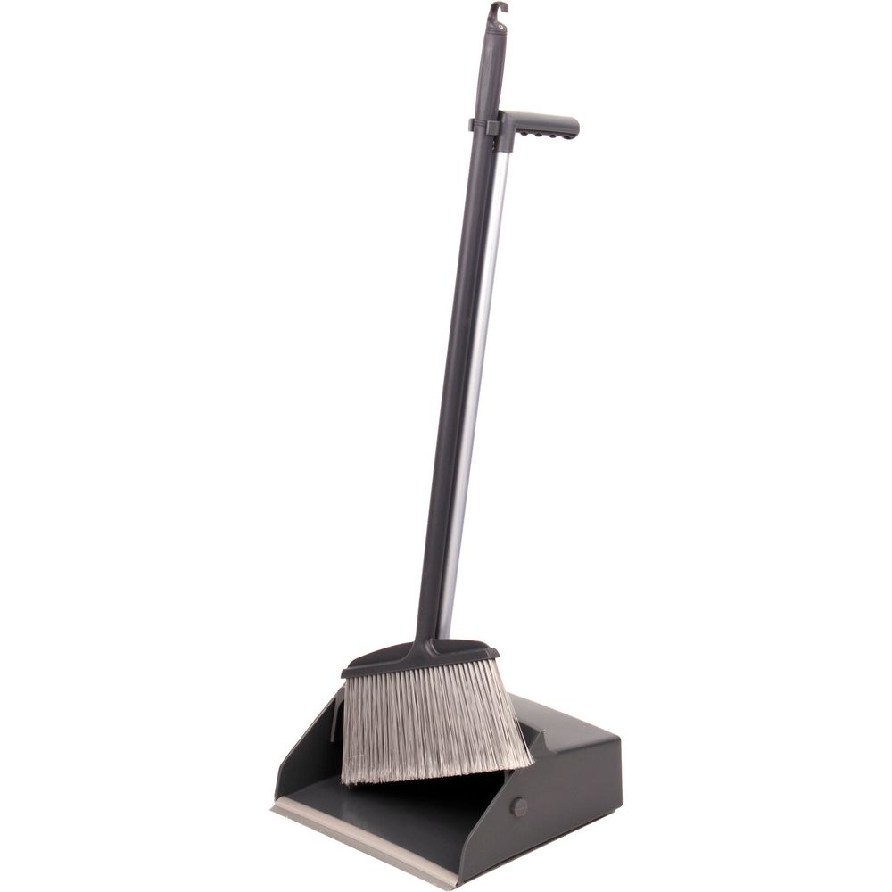 Совок для мусора + щетка, рукоятки 80 см, "БОЛЬШОЙ", для улицы, цеха, офиса, серый, LAIMA PROFESSIONAL