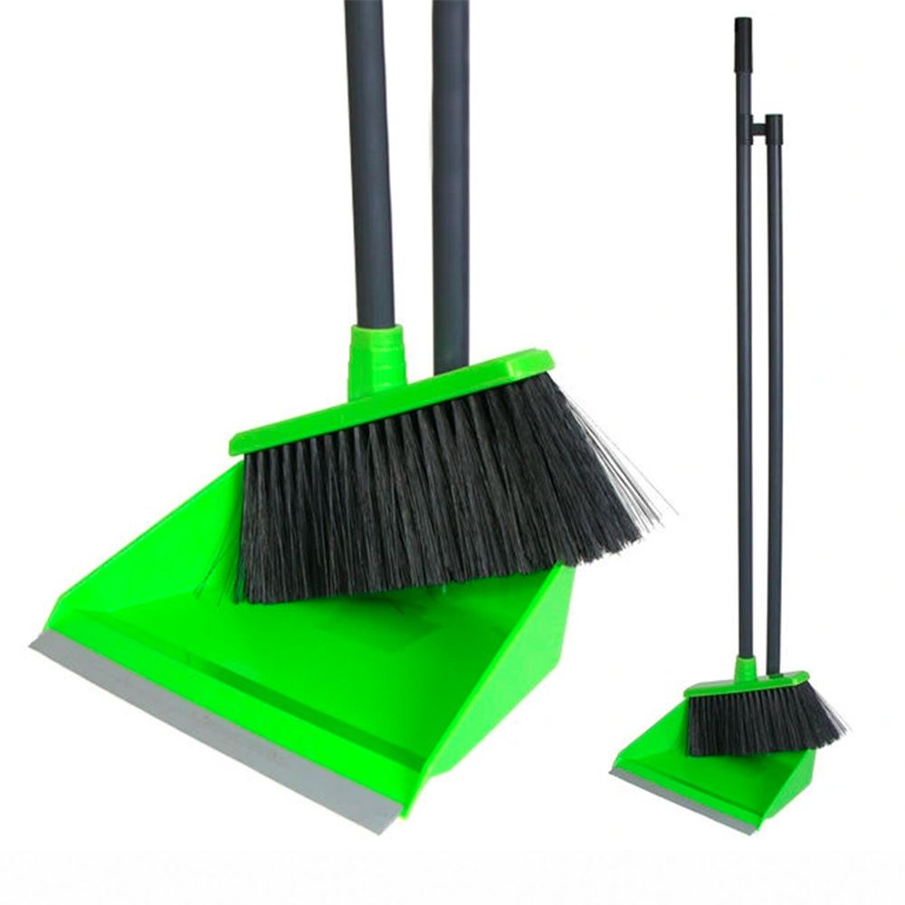 Совок для мусора + щетка, рукоятки 80 см, пластик, "ЛЕНИВКА", IDEA