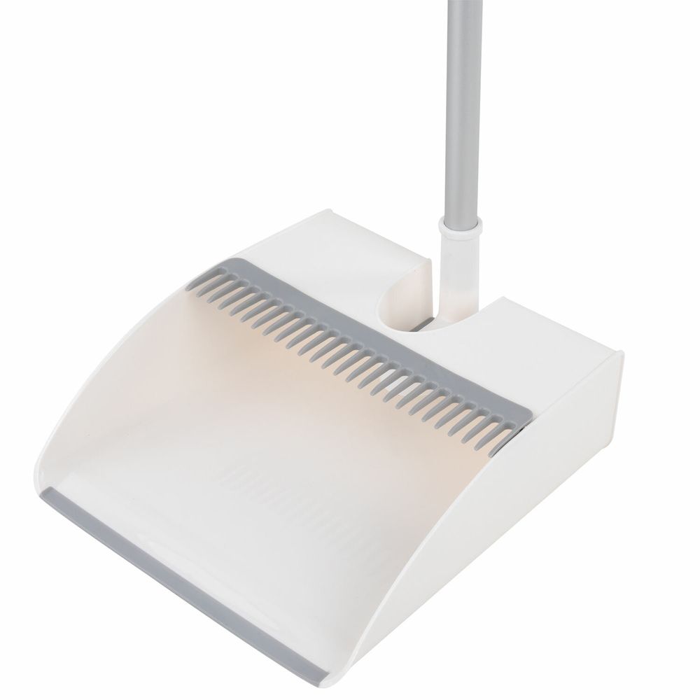 Совок для мусора + щетка-телескоп, рукоятка 63-108 см, с магнитным креплением, бело-серый, DASWERK