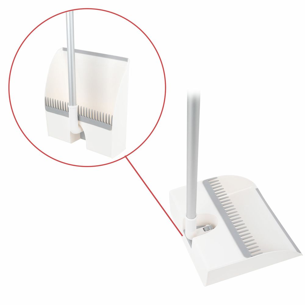 Совок для мусора + щетка-телескоп, рукоятка 63-108 см, с магнитным креплением, бело-серый, DASWERK