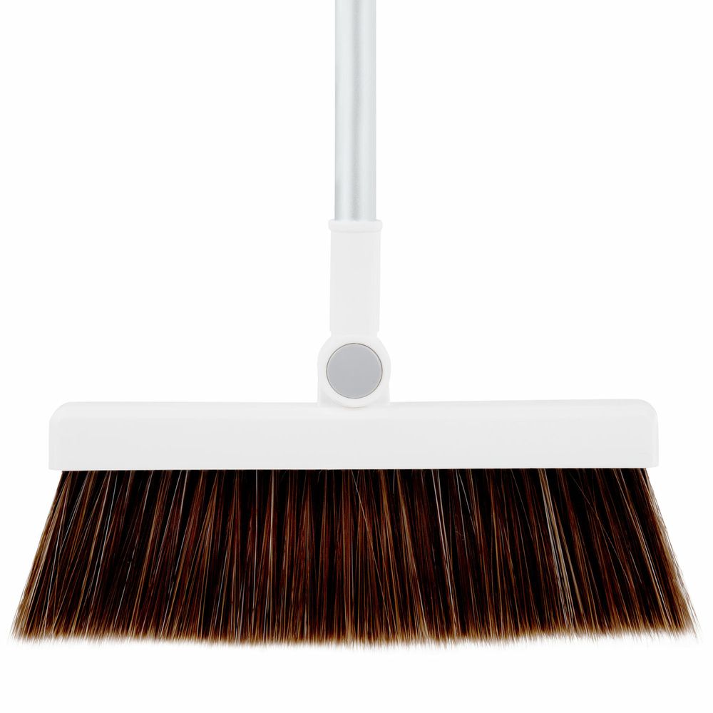 Совок для мусора + щетка-телескоп, рукоятка 63-108 см, с магнитным креплением, бело-серый, DASWERK