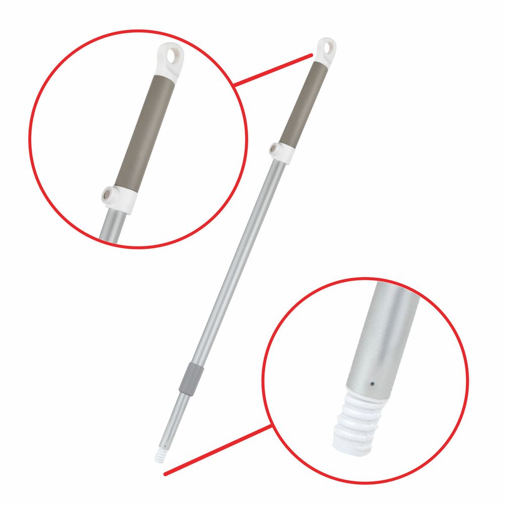 Совок для мусора + щетка-телескоп, рукоятка 63-108 см, с магнитным креплением, бело-серый, DASWERK