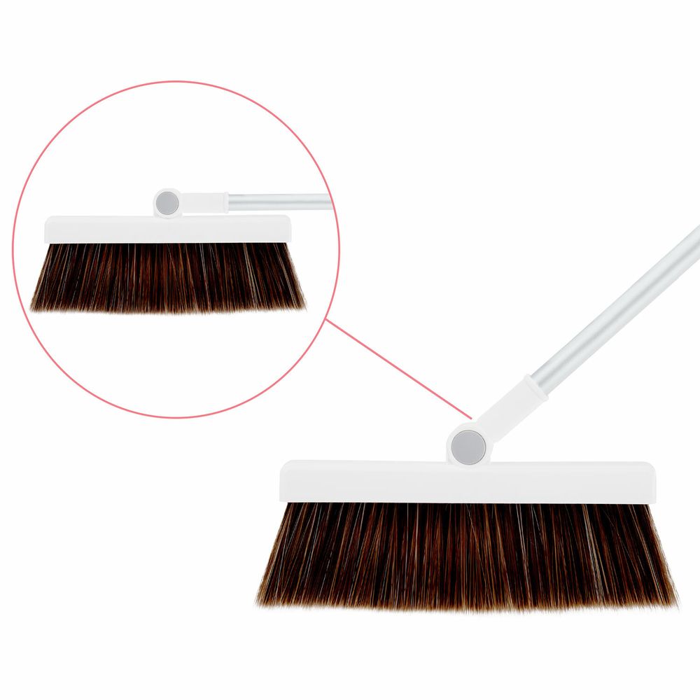 Совок для мусора + щетка-телескоп, рукоятка 63-108 см, с магнитным креплением, бело-серый, DASWERK