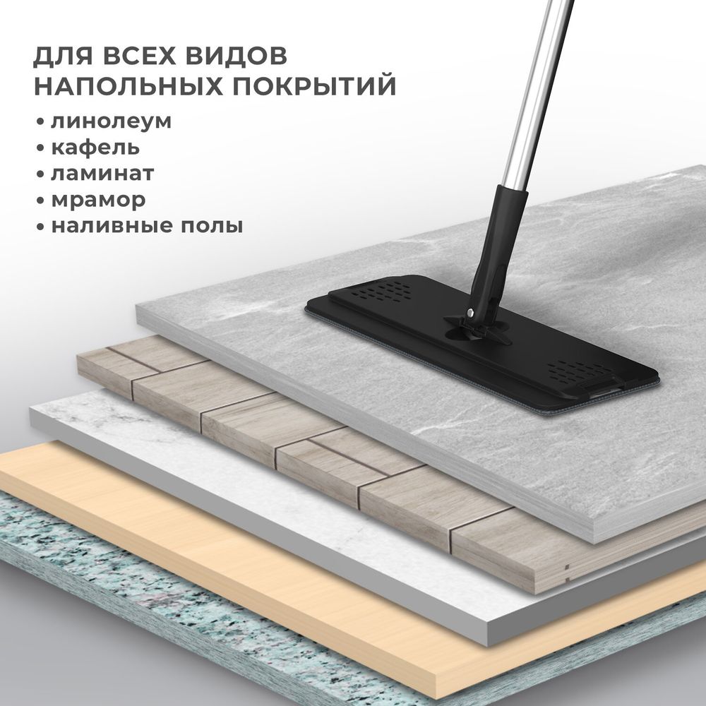 Швабра с отжимом и ведром AltaMop L (10 л), 2 насадки микрофибра, длина ручки 134-154 см, LAIMA