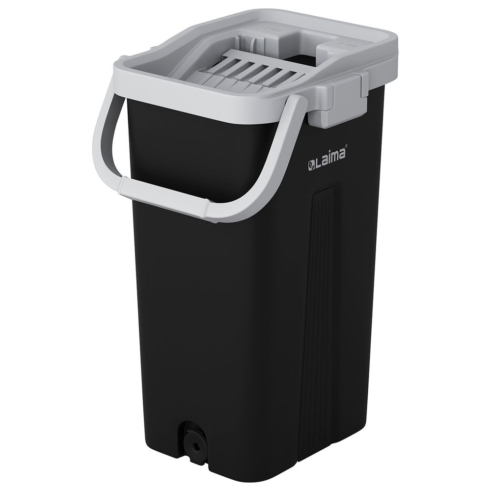 Швабра с отжимом и ведром AltaMop L (10 л), 2 насадки микрофибра, длина ручки 134-154 см, LAIMA