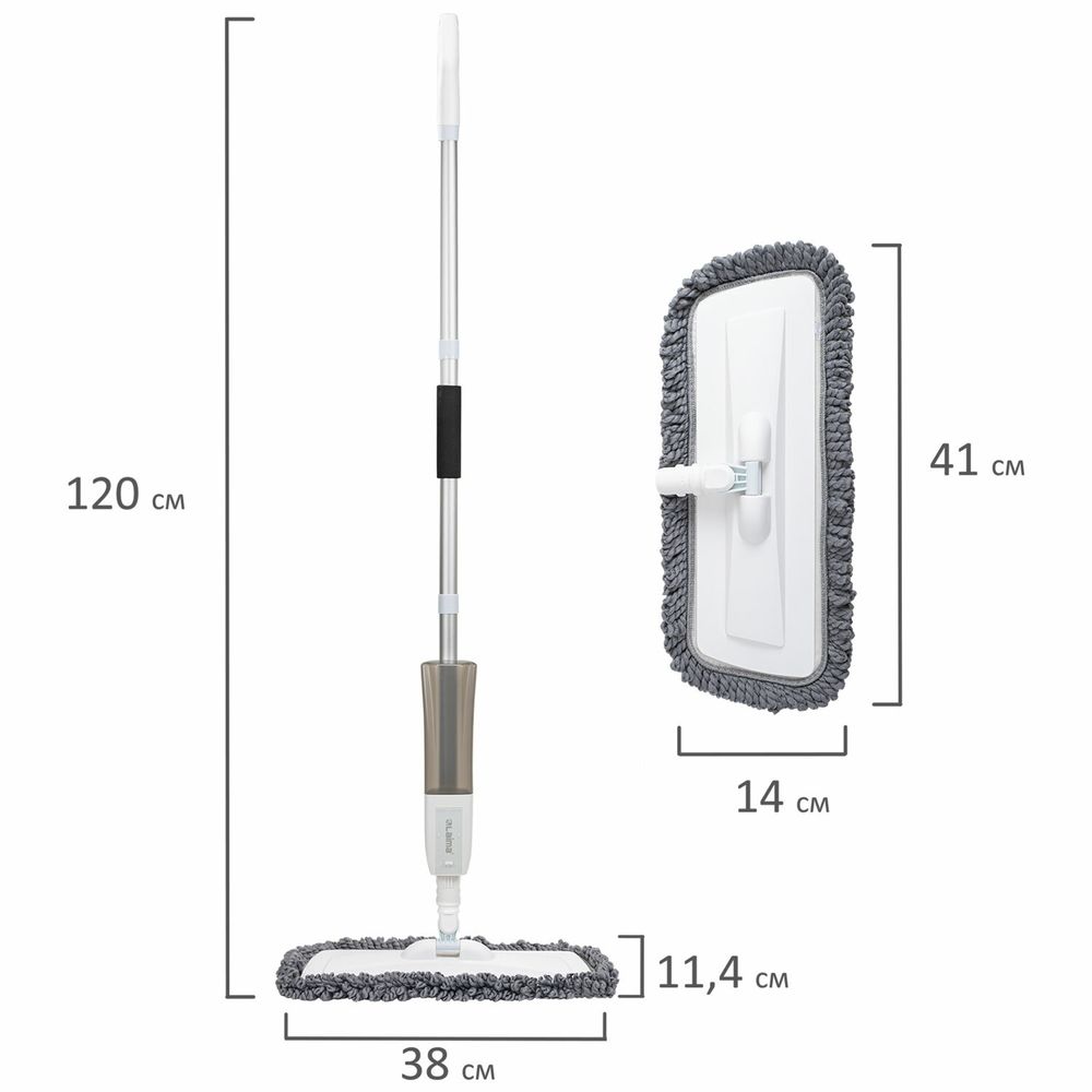 Швабра с распылителем UltraSpray X, 2 насадки из микрофибры объемный ворс, скребок, LAIMA