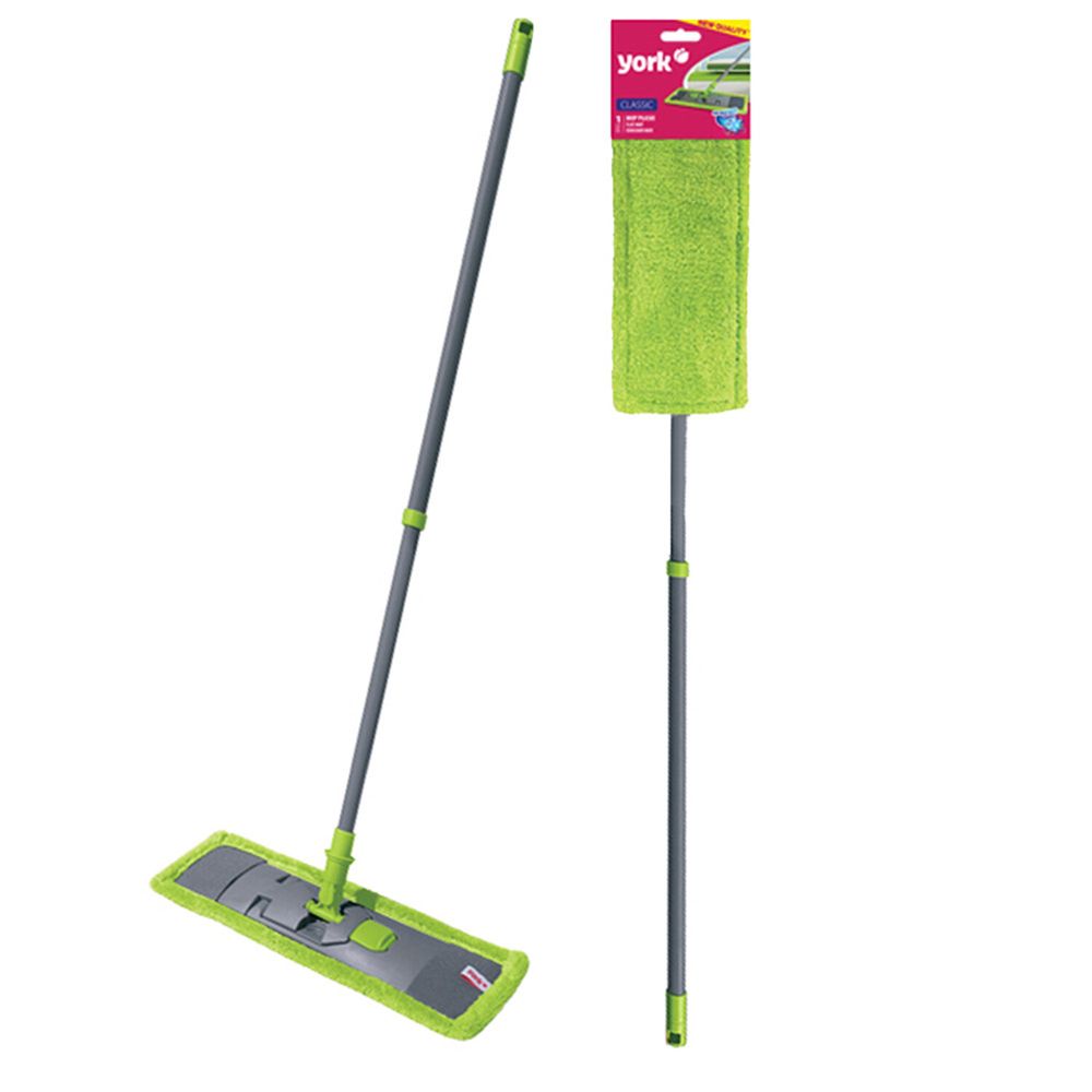 Швабра с флаундером 40 см, телескопический черенок 130 см, еврорезьба, МОП микрофибра (ТИП К), YORK