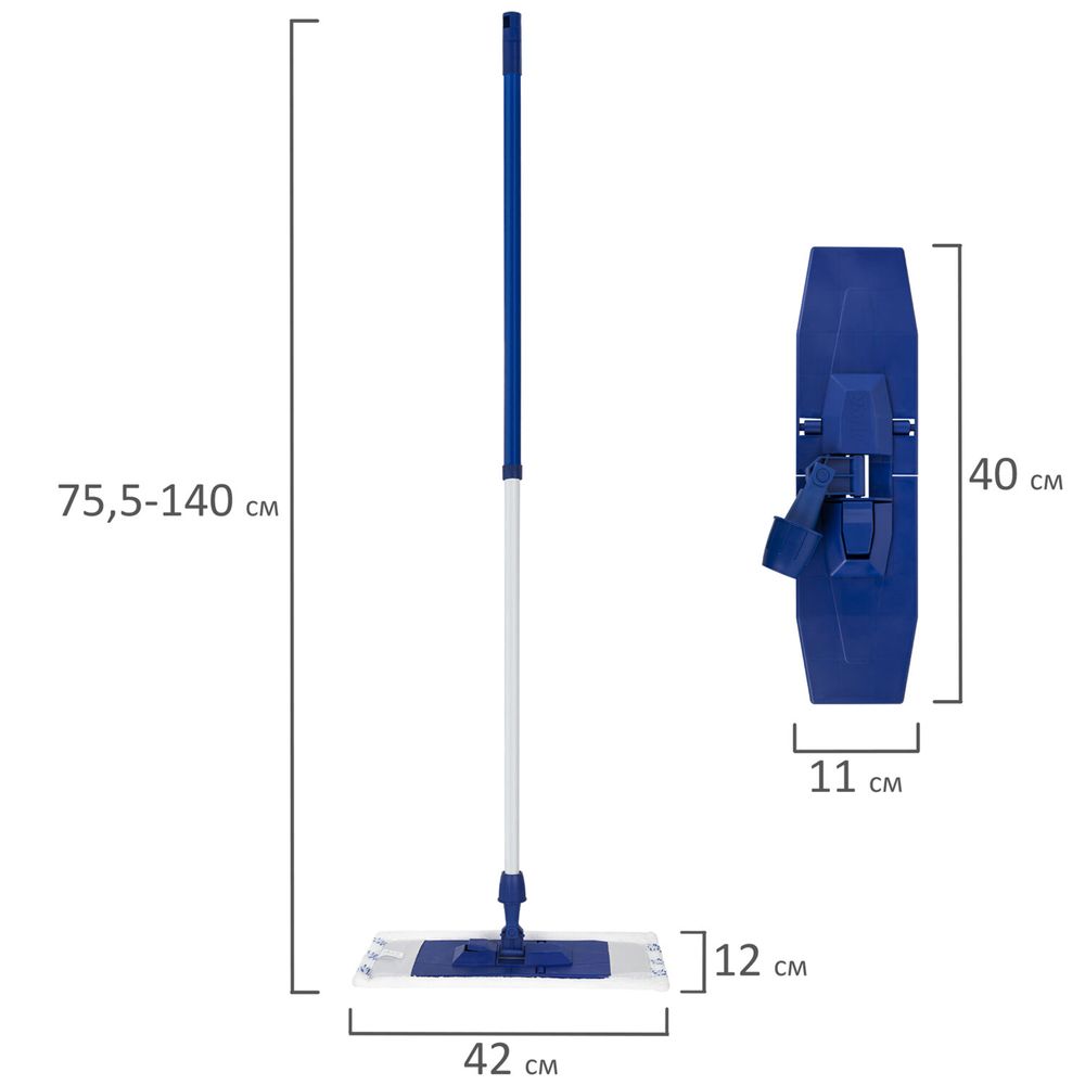 Швабра с флаундером 40 см, телескопический черенок 140 см, еврорезьба, МОП микрофибра (ТИП К), YORK