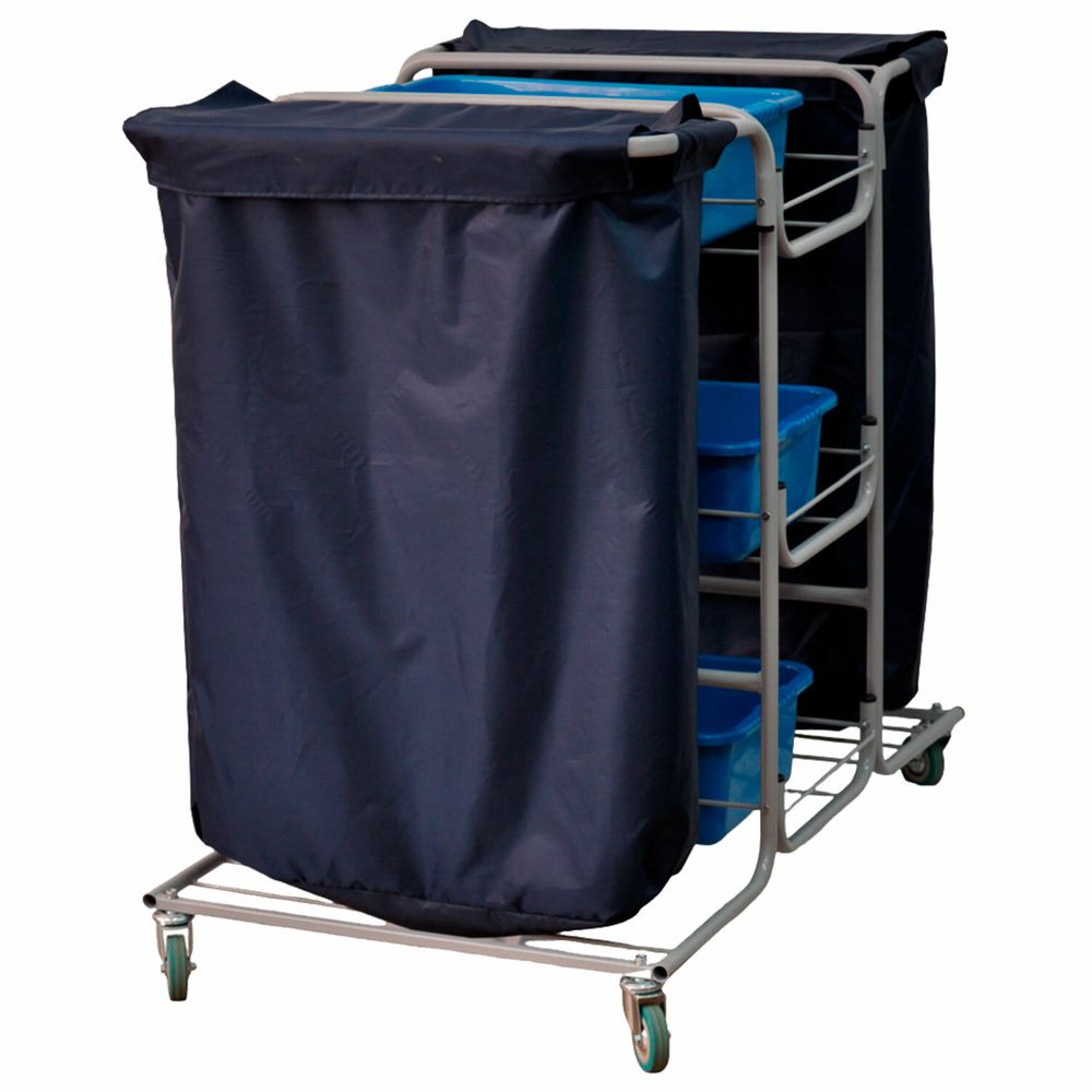 Тележка уборочная Eco-Force МНОГОФУНКЦИОНАЛЬНАЯ (отель, кафе, столовые, офис), 3 поддона, 2 держателя и основания для мешка, 2 мешка