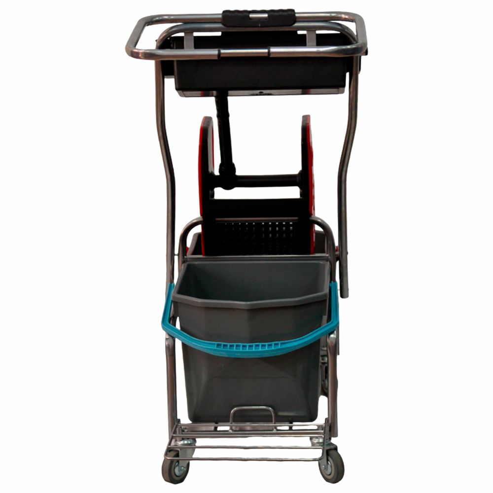 Тележка уборочная Eco-Force, 2 ведра по 25 л, отжим, лоток для химии, держатель для мешка, металлический каркас, бесшумные колеса