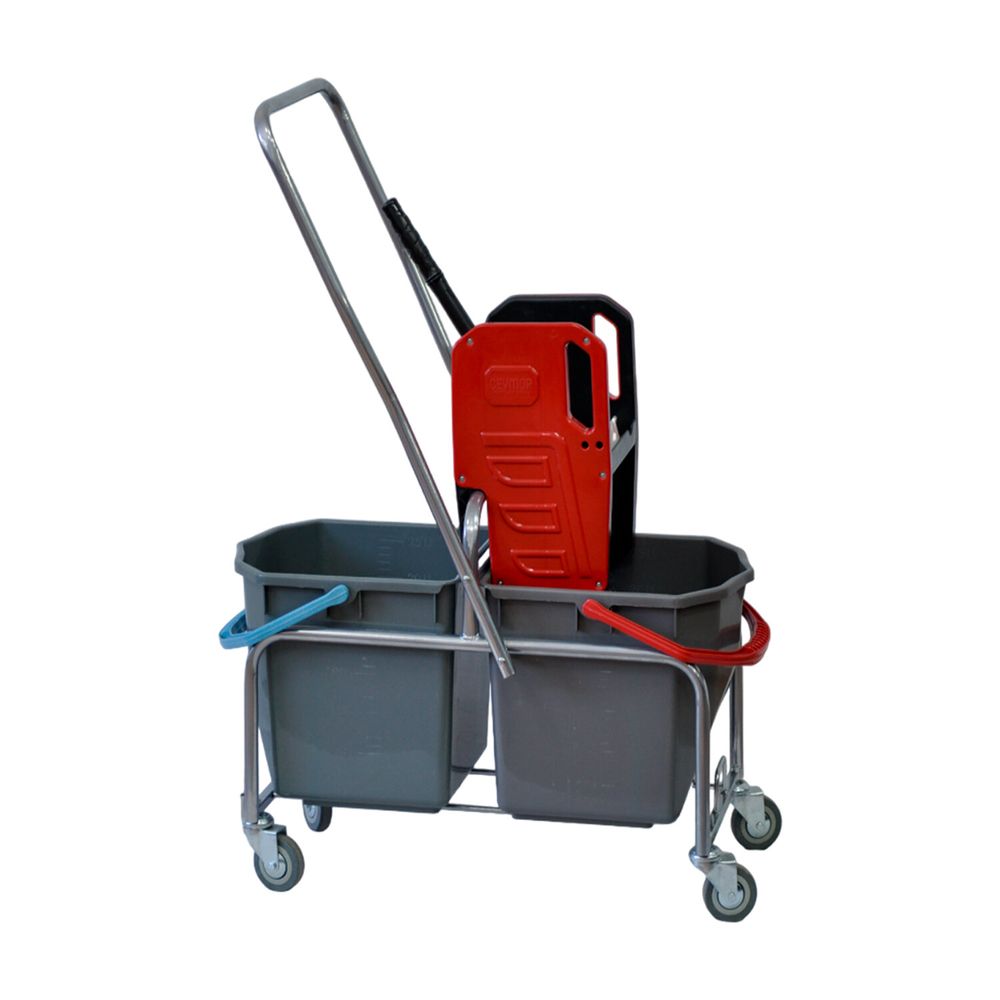 Тележка уборочная Eco-Force, 2 съемных ведра по 25 л, отжим, металлический каркас, бесшумные колеса