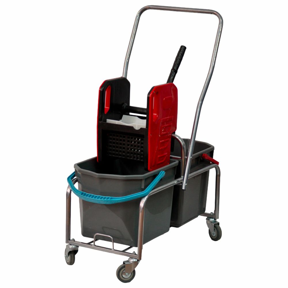 Тележка уборочная Eco-Force, 2 съемных ведра по 25 л, отжим, металлический каркас, бесшумные колеса