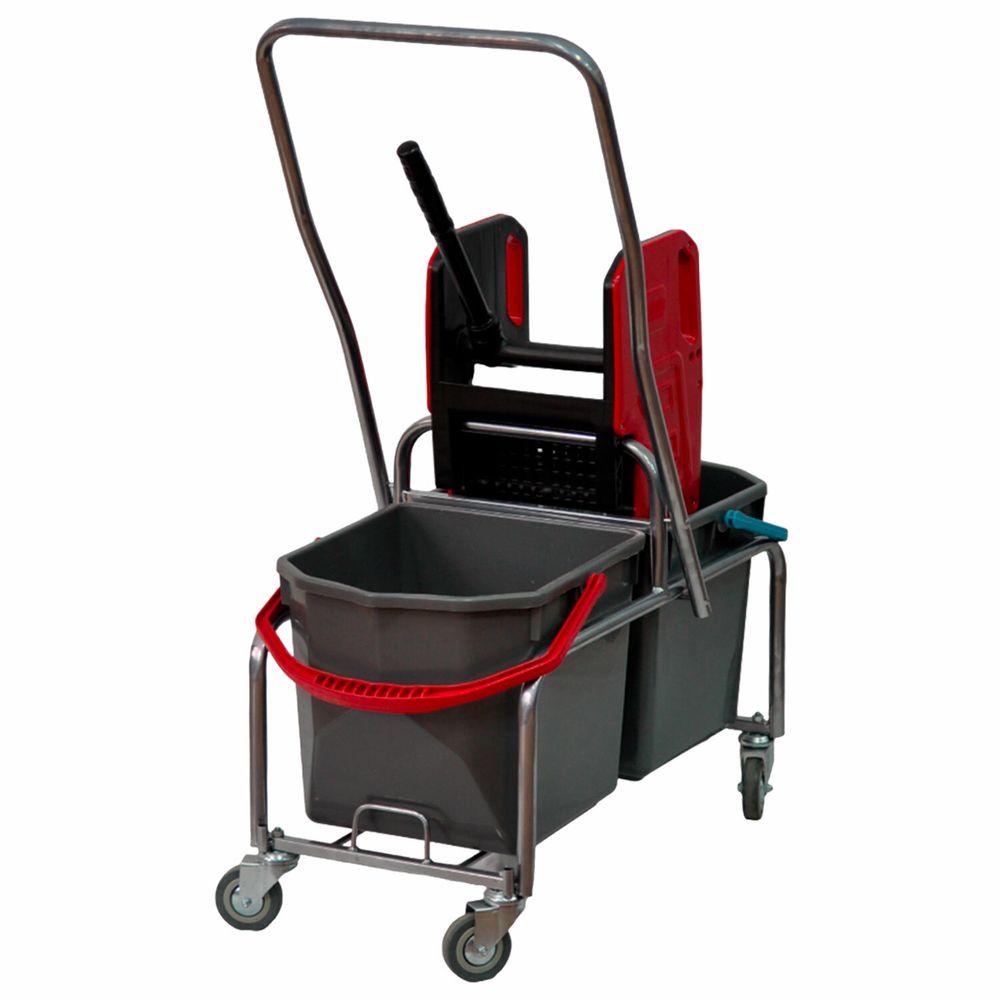 Тележка уборочная Eco-Force, 2 съемных ведра по 25 л, отжим, металлический каркас, бесшумные колеса