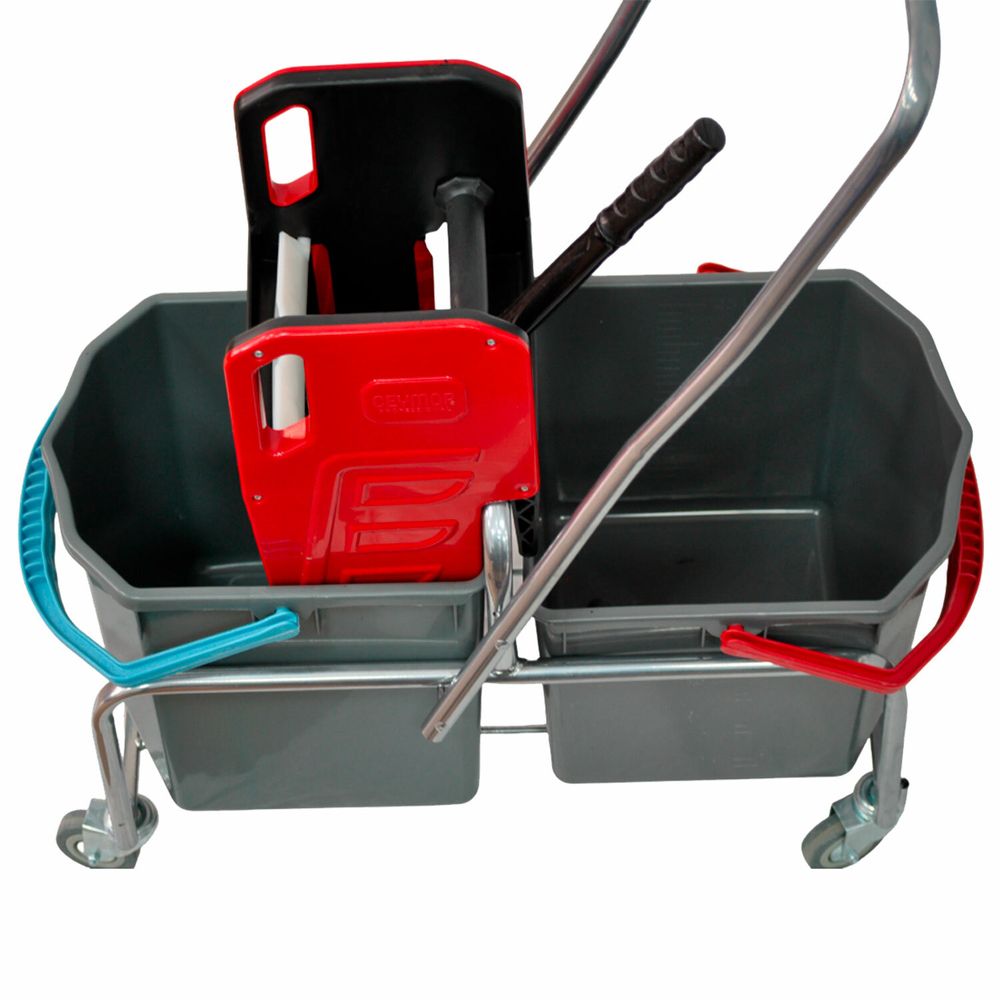 Тележка уборочная Eco-Force, 2 съемных ведра по 25 л, отжим, металлический каркас, бесшумные колеса
