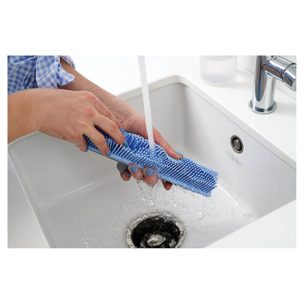 Швабра-сгон щётка с резиновой щетиной BACTERIA STOP 32 см, щетина 5,5 см, рукоятка 80-140 см, YORK