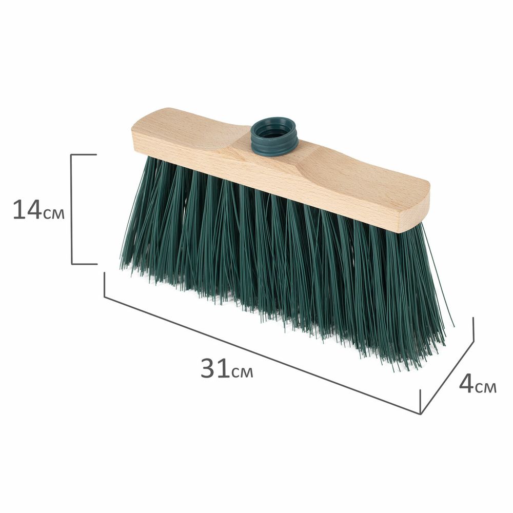 Щетка для уборки, ширина 31 см, щетина 14 см, деревянная, крепление еврорезьба, YORK "Laura"