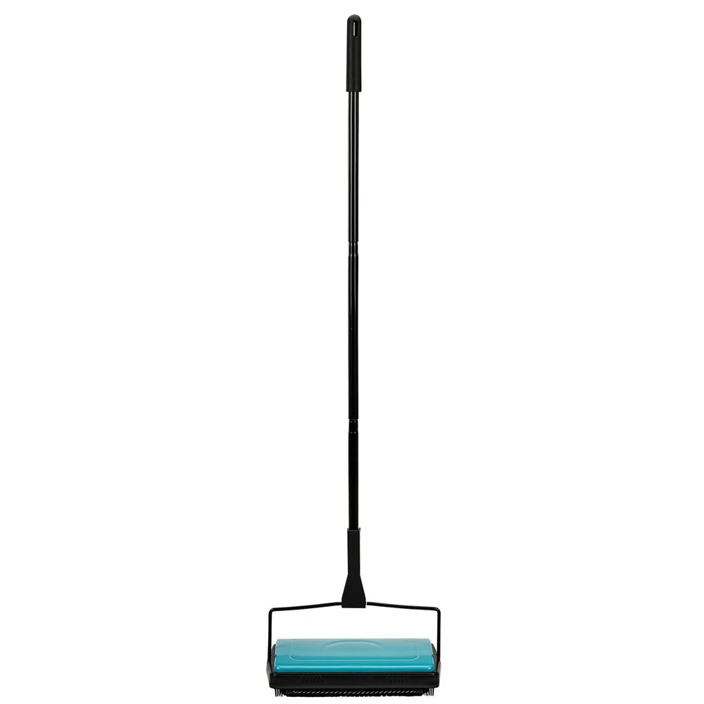 Щетка-веник-пылесос механическая для пола и ковровых покрытий, металл, чёрно-бирюзовая, DASWERK