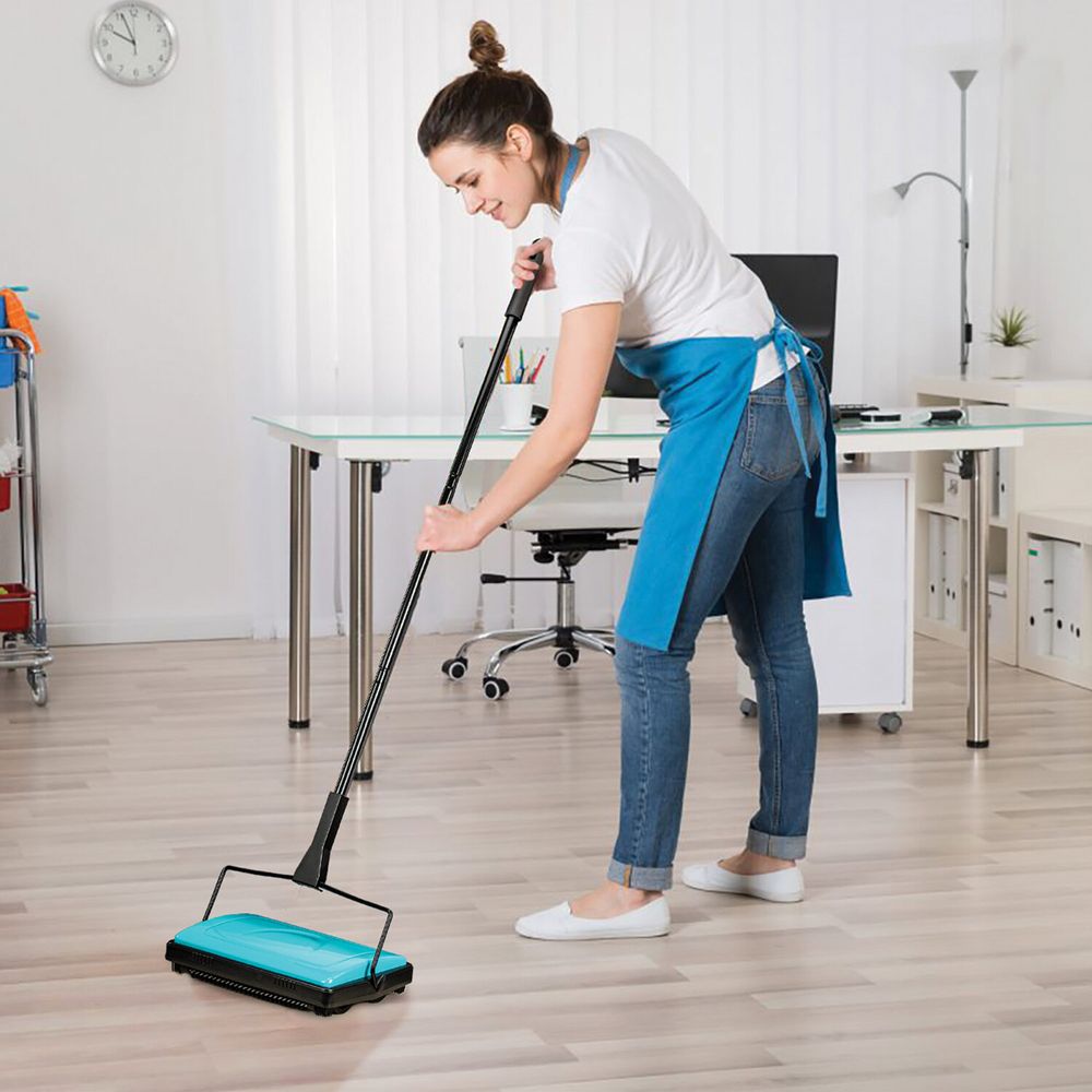 Щетка-веник-пылесос механическая для пола и ковровых покрытий, металл, чёрно-бирюзовая, DASWERK