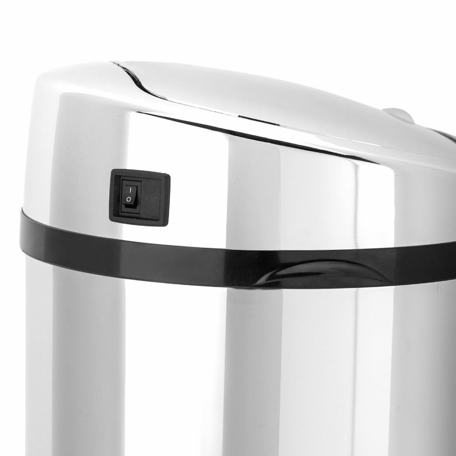 Ведро для мусора СЕНСОРНОЕ 12 л, нержавеющая сталь, зеркальная крышка, питание от 4-х батареек AA (не входят в комплект), LAIMA