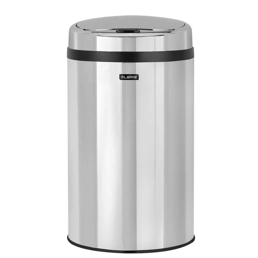 Ведро для мусора СЕНСОРНОЕ 30 л, нержавеющая сталь, зеркальная крышка, питание от 4-х батареек AA (не входят в комплект), LAIMA
