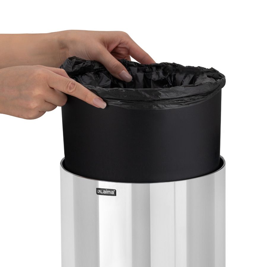 Ведро для мусора СЕНСОРНОЕ 30 л, нержавеющая сталь, зеркальная крышка, питание от 4-х батареек AA (не входят в комплект), LAIMA